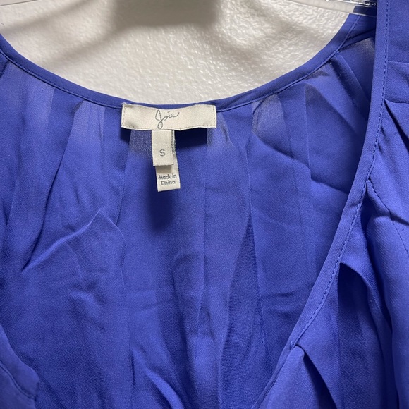 Joie Blue Puff Gathered Short Sleeve Top - Picture 2 of 4